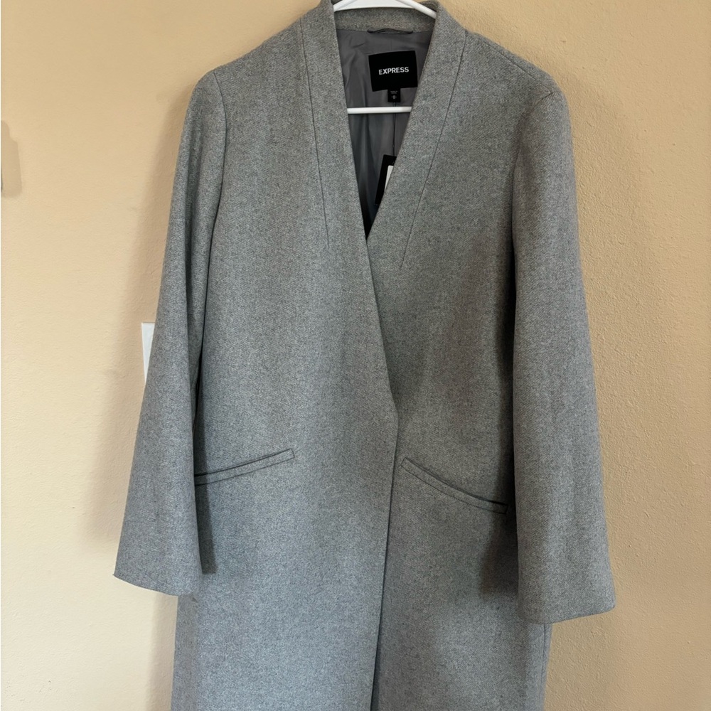 Express Gray Trench Coat Minimalist Design